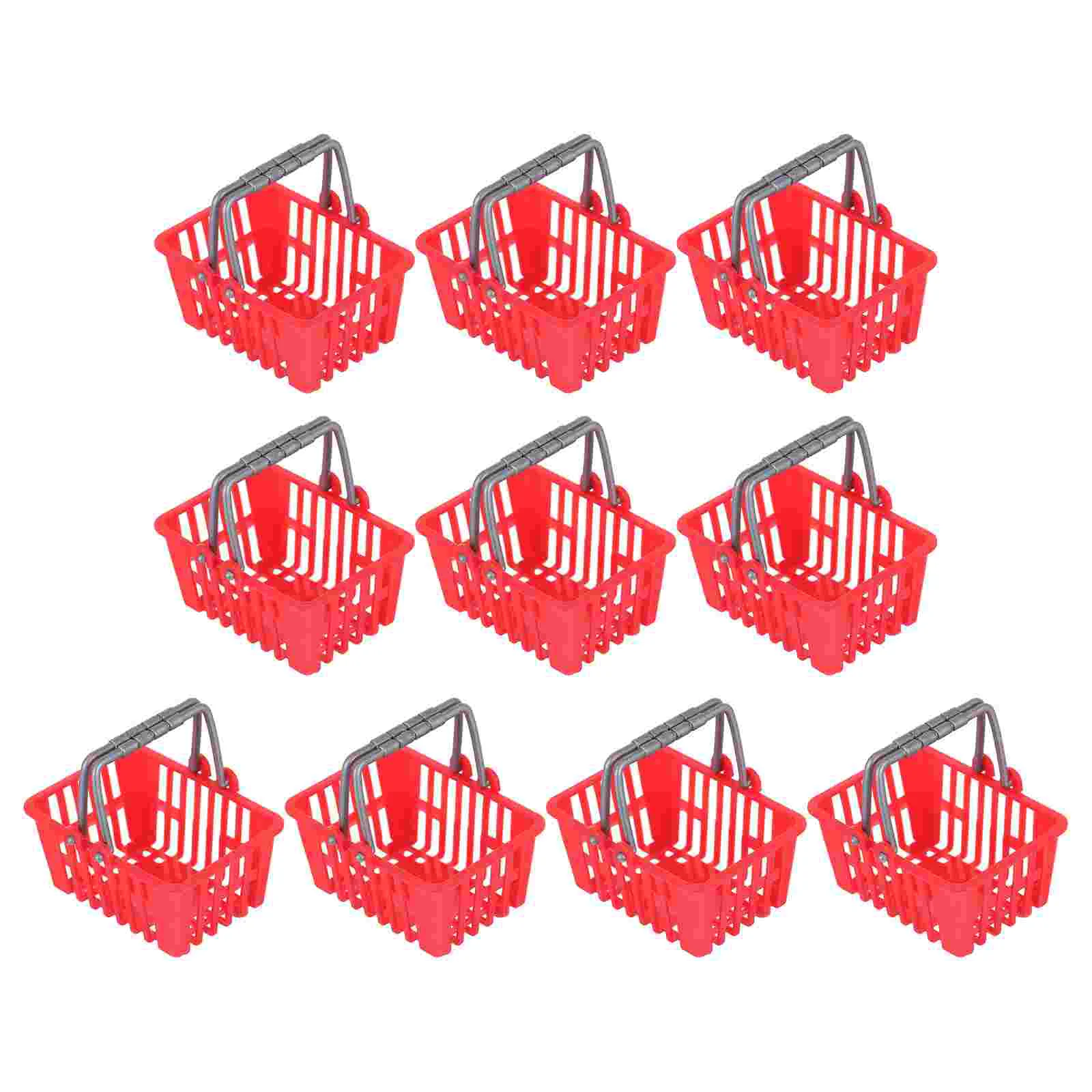 10 Pcs Toy Mini Shopping Basket Toddler Storage Miniature Plastic House Accessory