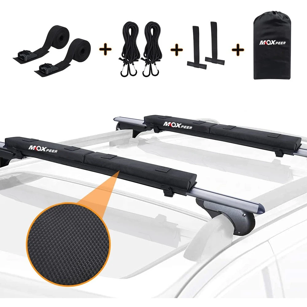 

Car Soft Roof Rack Pads Set Easy Installation Portable for Snowboard Kayak Canoe Paddleboard with Tie Down Straps and Ropes
