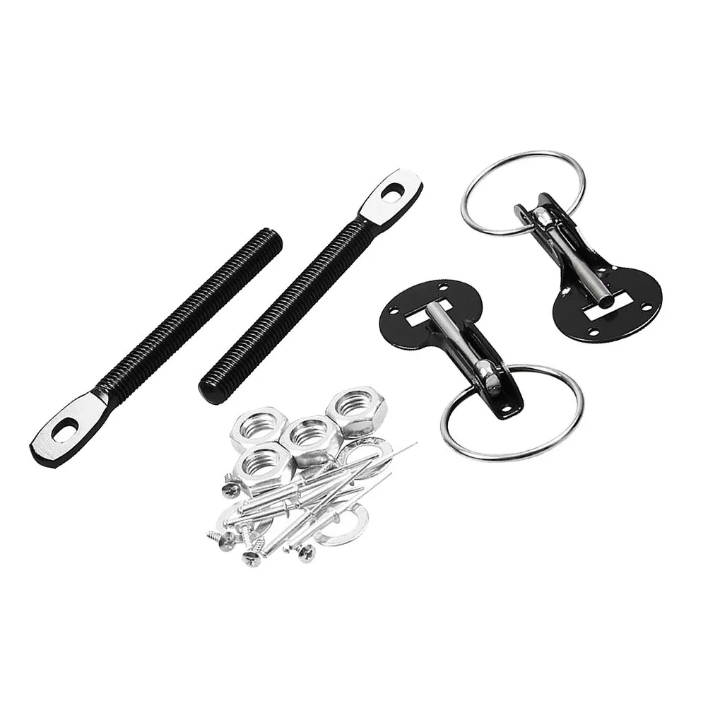 

Black Aluminum Alloy Pulling Type Bonnet Lock Kit Universal Engine Hood Lock Car Hood Replacement Easy Install