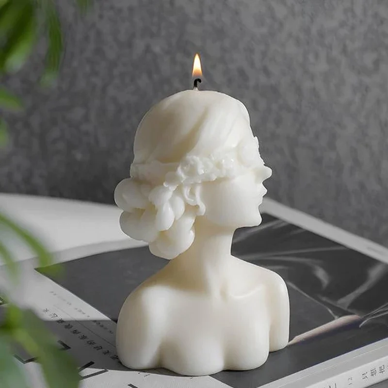 DIY Blindfolded Girl Candle Closed-Eye Girl Silicone Candle Molds for Making Aromatherapy Plaster Canldle Mould Home Decor Gift