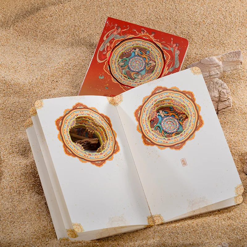 Dunhuang Flourishing Age Flying Apsaras National Trend Style 3D Stereo Paper Carving Notebook Creative Artwork