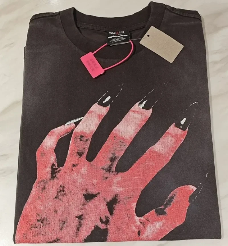 Saint Michael DEVIL HND Red Hand T-Shirt Men Women High Quality Hiphop Oversized T Shirt Tee Tops