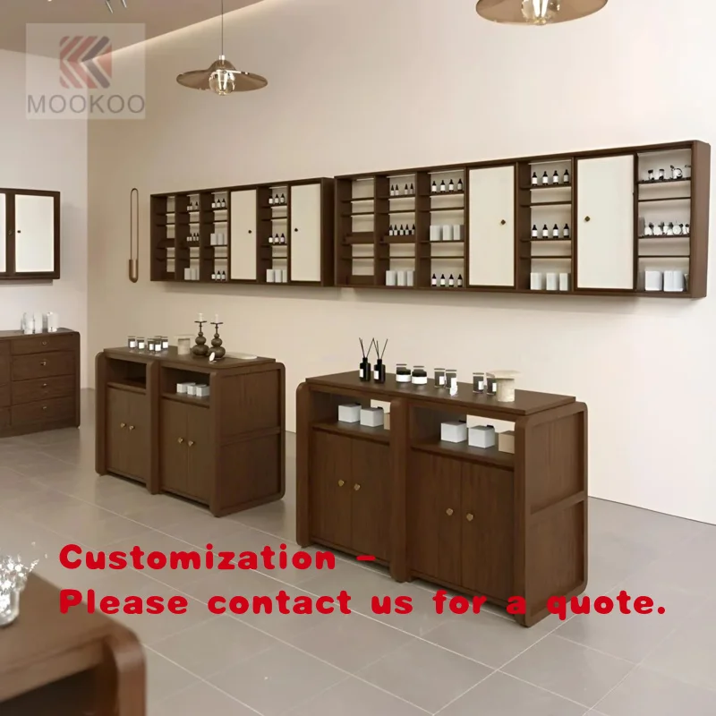 custom.Luxury Wooden Cosmetic Shop Display Shelves Adjustable Custom Beauty Makeup Store Furniture Storage Perfume Display Cabin