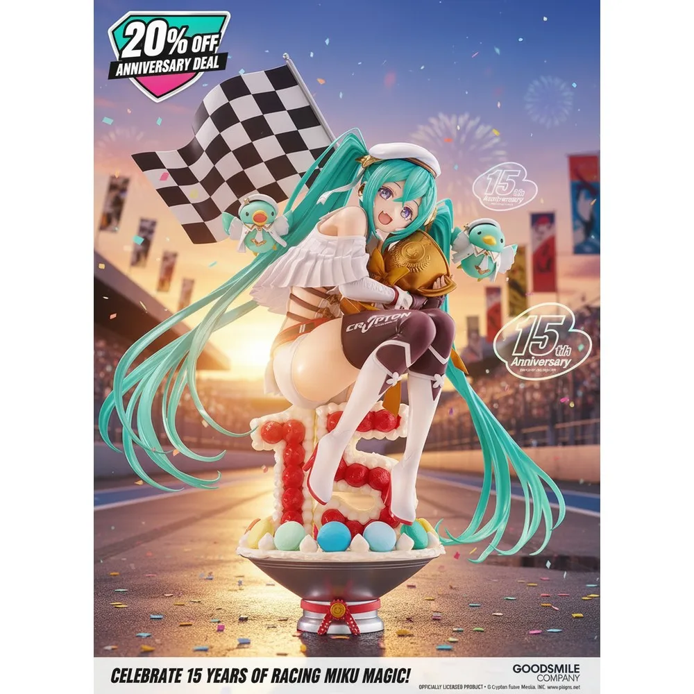 

GSC Racing Miku 2023 15th Anniversary Ver. Фигурка из ПВХ в масштабе 1/6, предварительно окрашенная основа для торта, коллекционная модель Хацунэ Мику GT Project