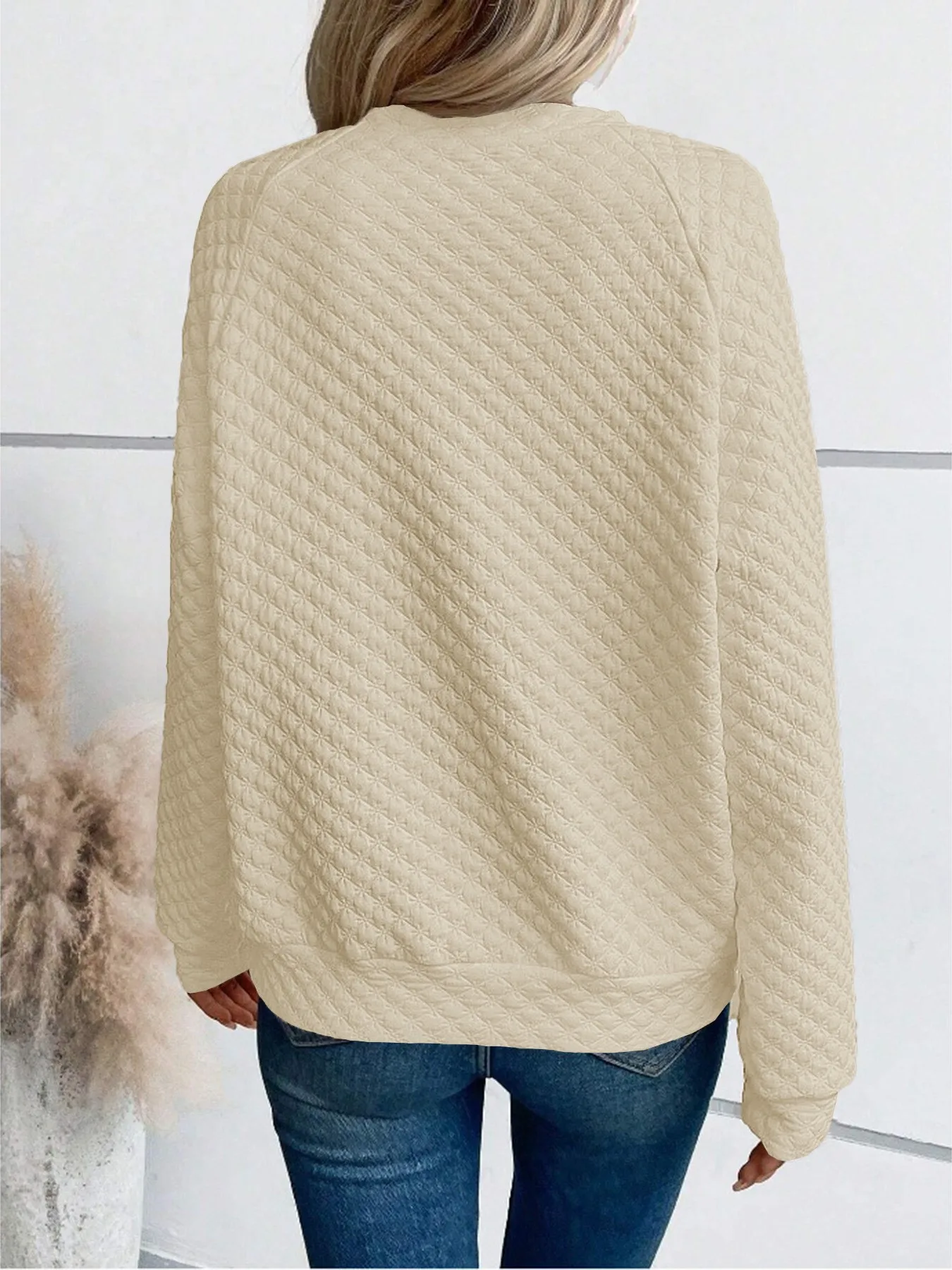 Casual Patchwork Slim Fit Hoodie with Regular Sleeve Elegant Commuter Mid Length Pullover Autumn Long Sleeve V Neck Women Hoodie