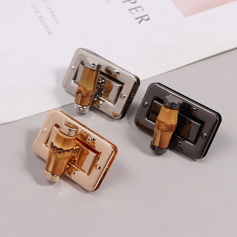 1pc 25x42mm Bamboo Metal Turn Lock Snap Women Bag Twist Lock Clasps Closure DIY Handbag Metal Buckle Hardware Accessories