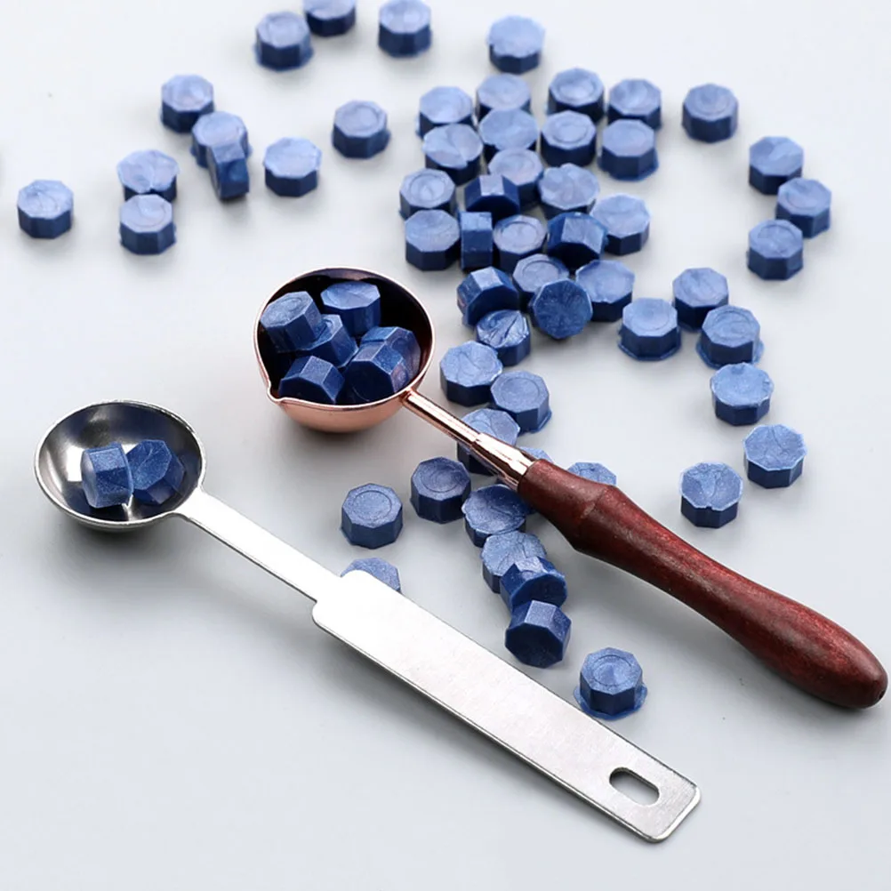 

3Pcs Sealing Wax Spoon Stainless Steel Wooden Handle Melting Tool for Carved Seal Invitation Letter Accessories