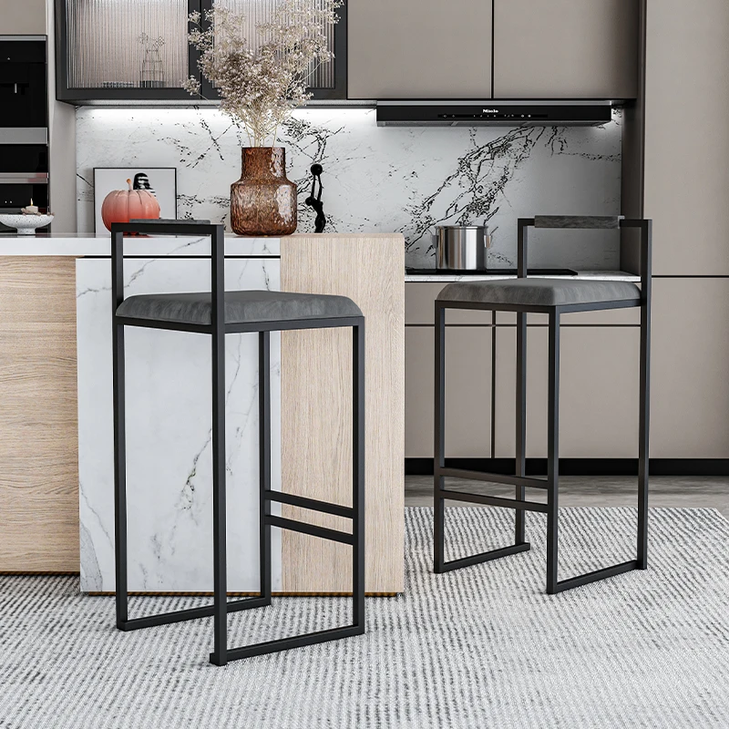 Nordic Velvet Black Bar Chairs for Kitchen Furniture Iron High Bar Stool Nordic Luxury Bar Seat Counter Stool Modern Furniture