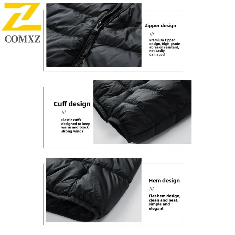 COMXZ Men's Winter Jacket Warm Thick Korean Fashion Lightweight Snowy Puffer Jacket Travel Comfortable High-Quality Padding Coat