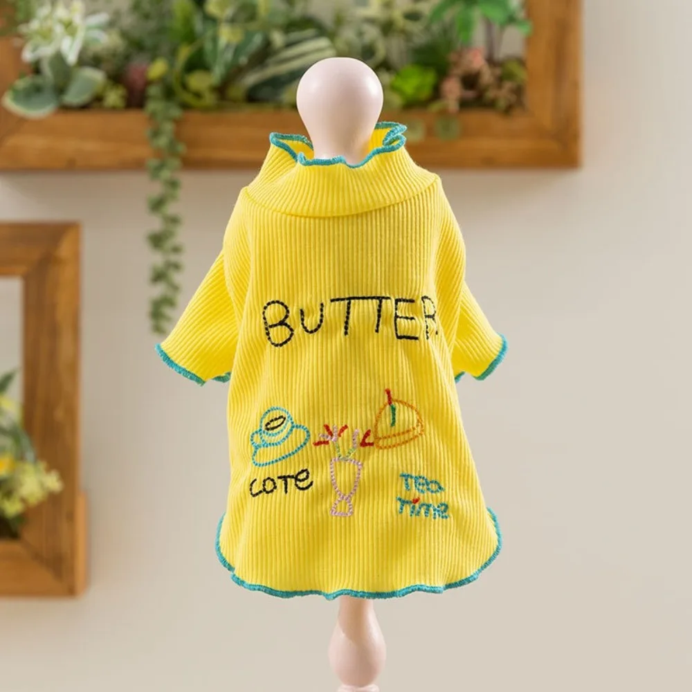 Vêtements décontractés pour chiens fins, vêtements de maison avec lettres brodées, chemise respirante pour chiens, imprimé de dessin animé, deux pattes, petit et moyen chien