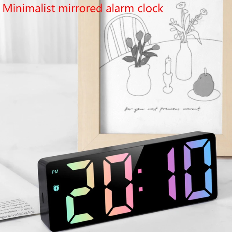 Simple Style Digital Clock LED Alarm Clock Bedroom Electronic Desktop Clock With Temperature Display Adjustable Brightness 12/24