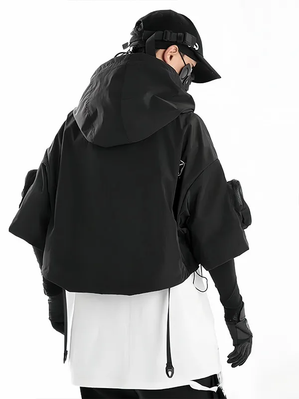 Techwear Hooded Cropped Jacket for Men Women Autumn Summer Cyberpunk Stage Performance HipHop Street Dance Costume alt clothing - view 2