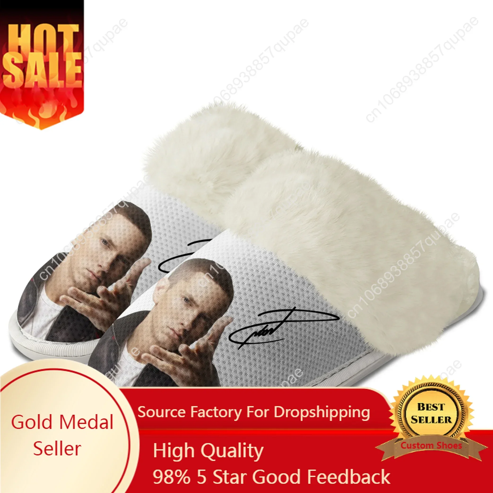 Eminem Plush Slippers Keep Warm Shoes Star Rock Singer Mens Womens Home Cotton Bedroom Customized Thermal Lightweight Slipper