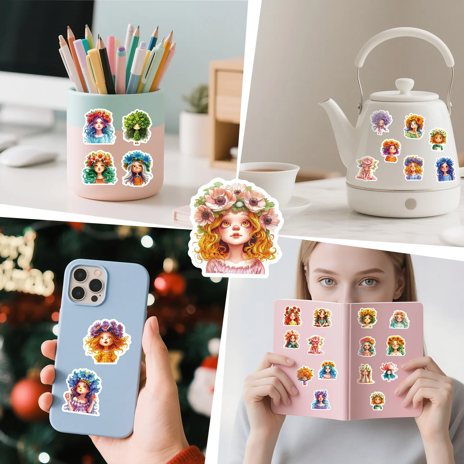 56 pçs flor menina graffiti adesivos bonito meninas dos desenhos animados decalque notebook telefone guitarra copo skate adesivo à prova dwaterproof água brinquedos do miúdo