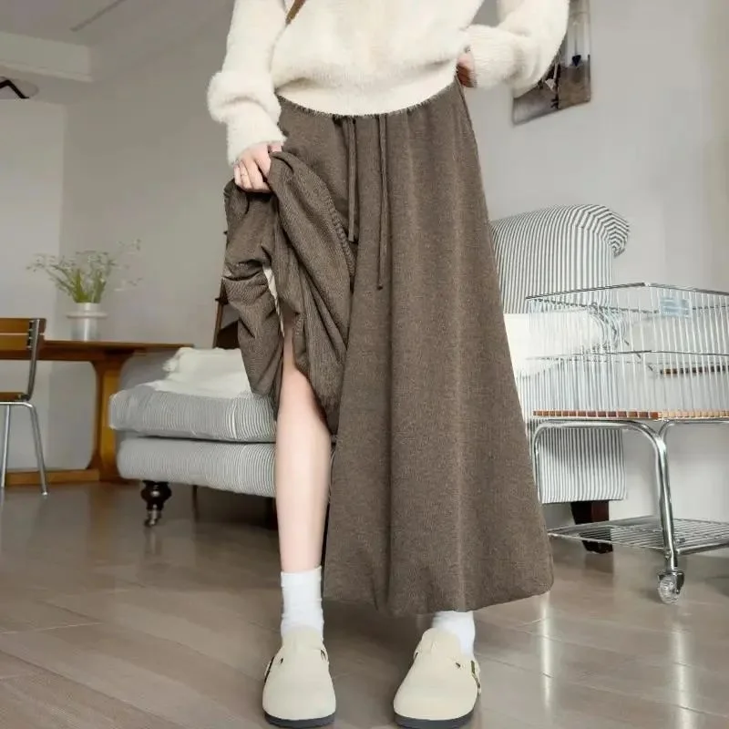 Spring Autumn Soft And Comfortable Loose Casual Trousers Women's High Waist Wide Leg Pants Draping Sensation Ramen Bloom Skirt