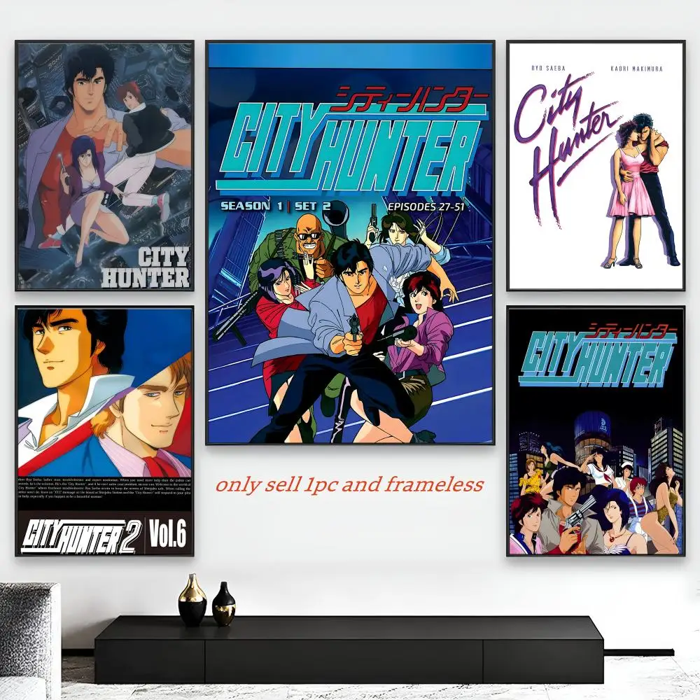 Anime City Hunter Poster HD Self-Adhesive Wall Decor Home Office Dorm Bedroom & More Ideal Gift Choice