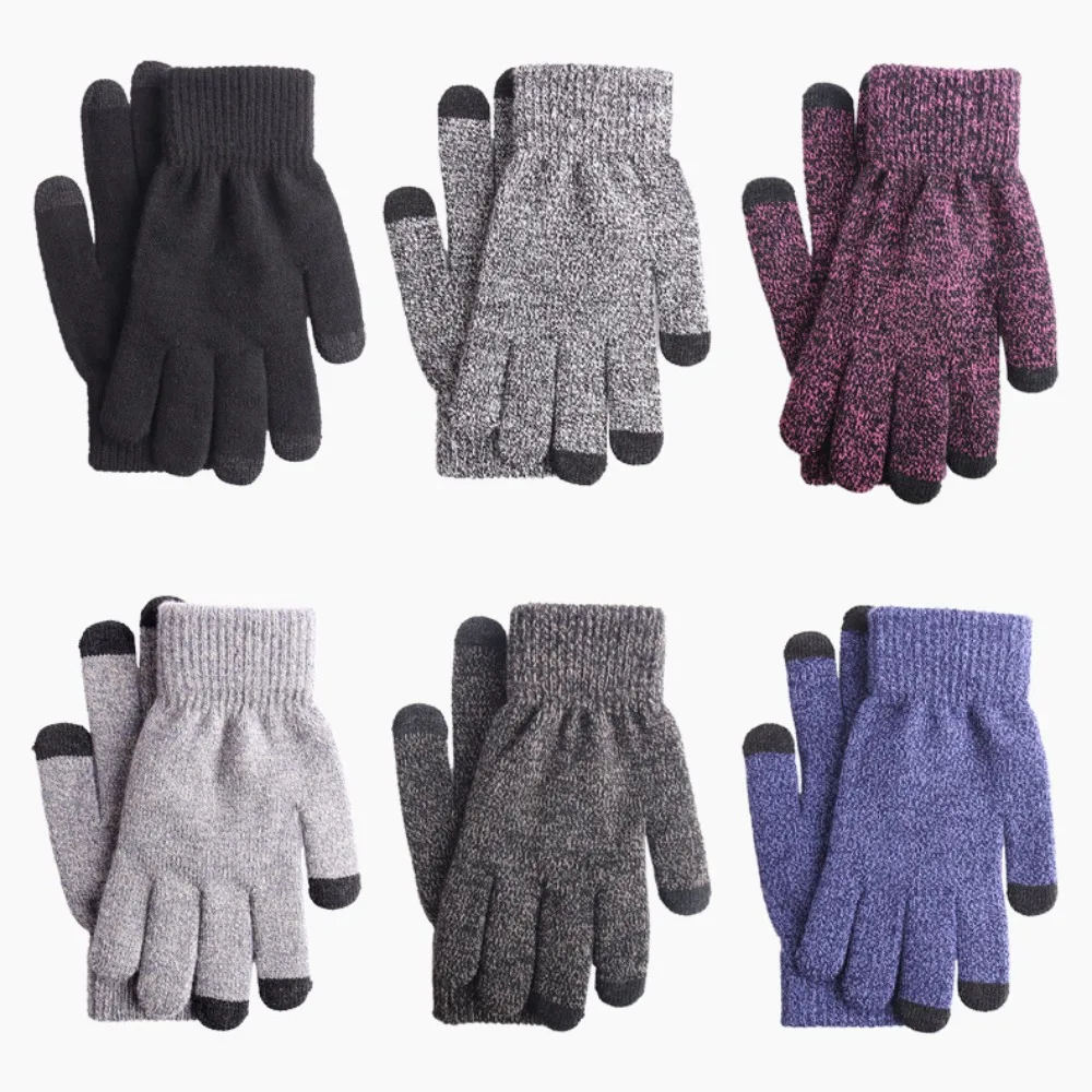 Guantes de invierno para pantalla táctil, manoplas cálidas de punto para pantalla táctil, dedo completo, esquí, ciclismo y conducción, 2024