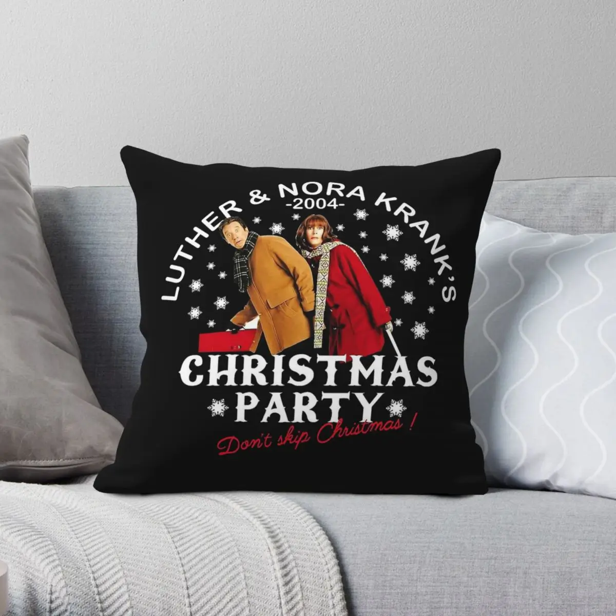 

Christmas With The Kranks Party Square Pillowcase Polyester Linen Velvet Pattern Zip Decor Pillow Case Sofa Cushion Cover