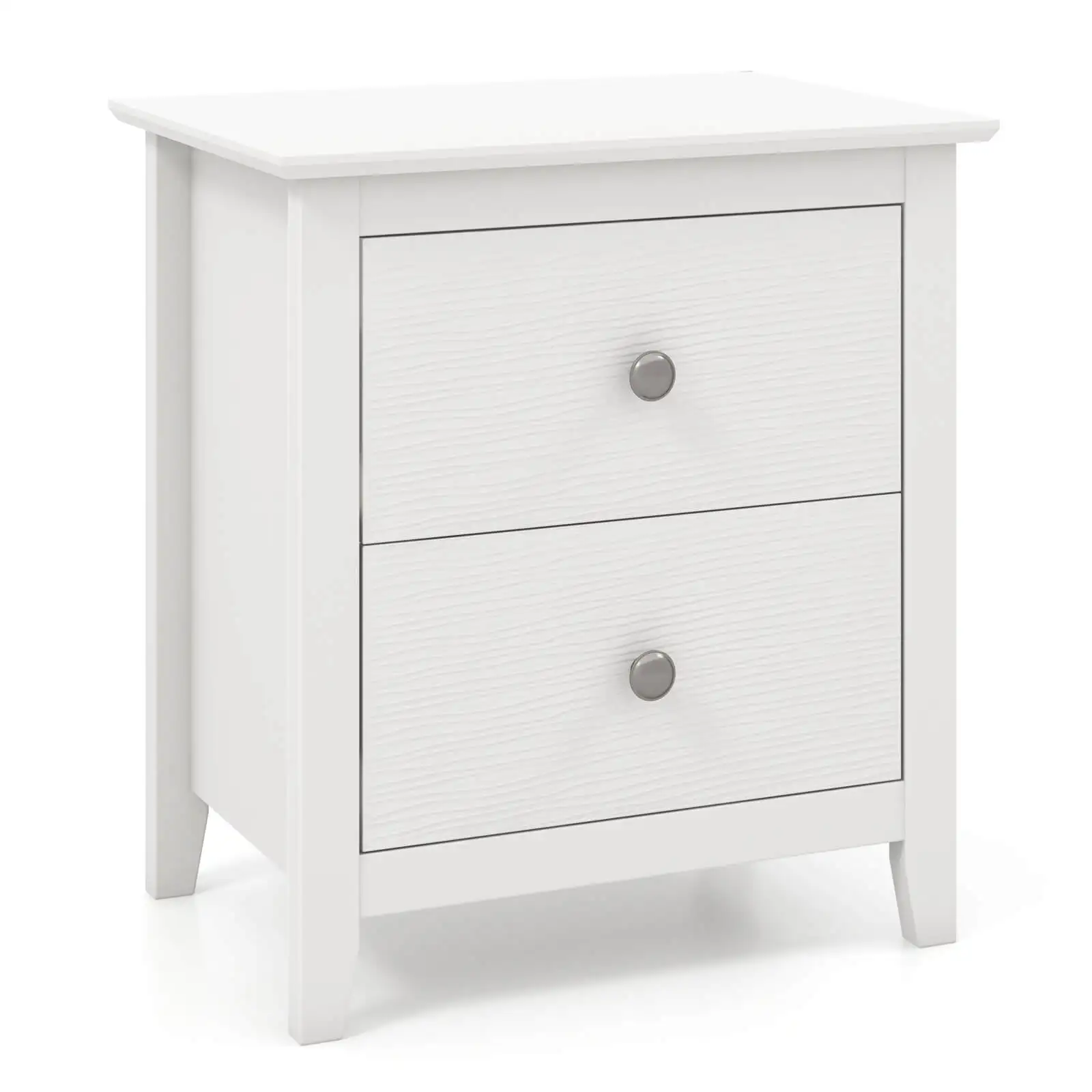 

Modern Nightstand with Storage 2 Drawers and Support Legs for Bedroom White