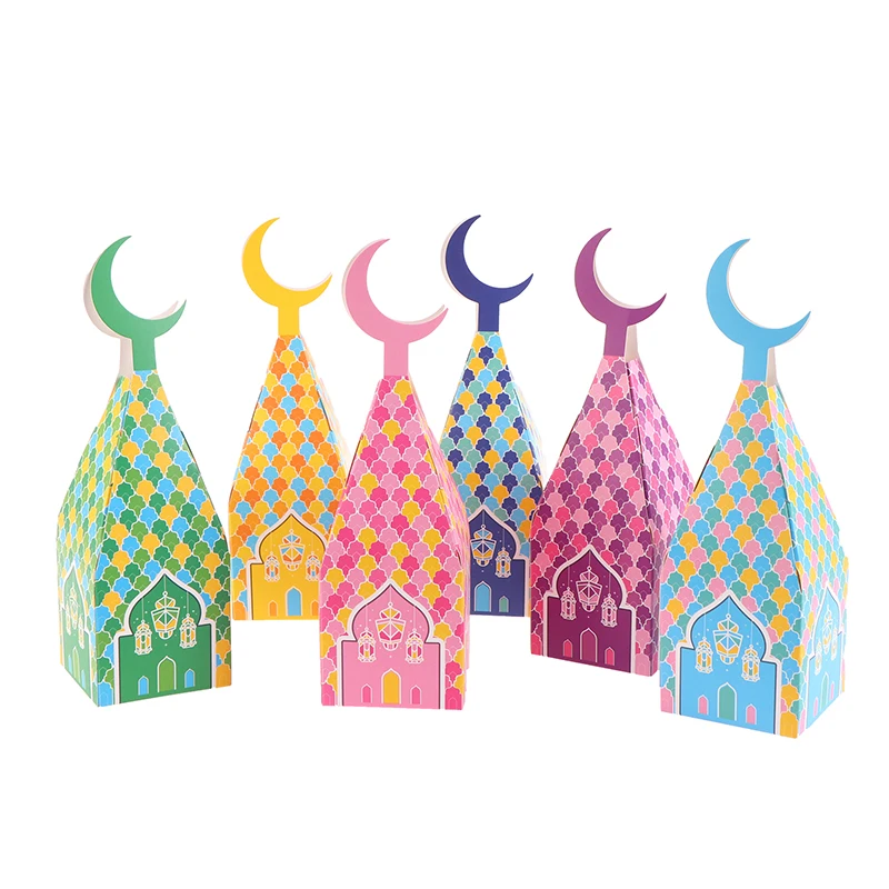 6PCS Moon Candy Packaging Box Muslim Festival Gift Box Mosque Muslim Festival Gift Box Islam Party Decoration Products Gift Bag