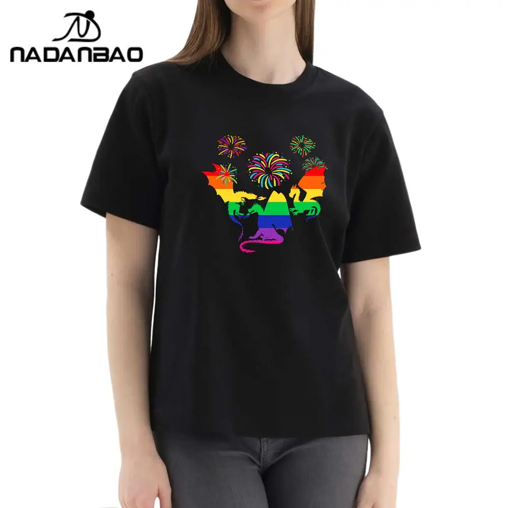 Nadanbao Gay Pride Clothing Gay Rainbow Flag T-shirt Heart Unity Breathable Comfortable Short-sleeved Shirt