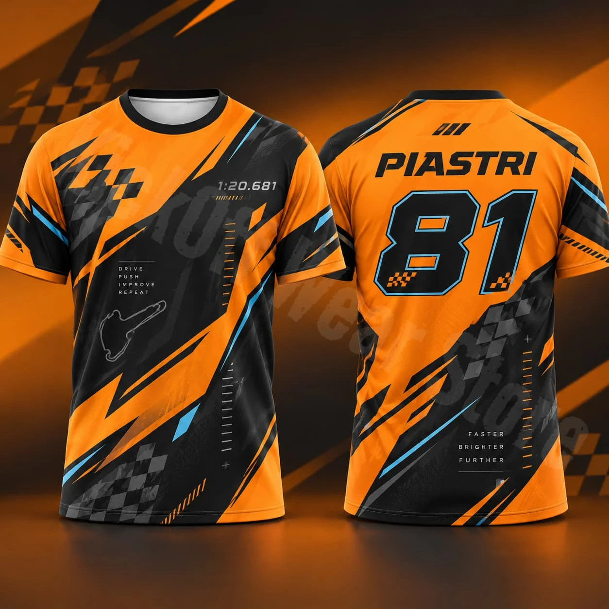 Piastri 81 Herren-T-Shirt, Sommer-Rennsport-Grafik-T-Shirt, Sportlicher Stil, Lässige Streetwear, Motorsport-Fan-Shirt, Unisex, Geschenk für Männer und Frauen – Detail 4