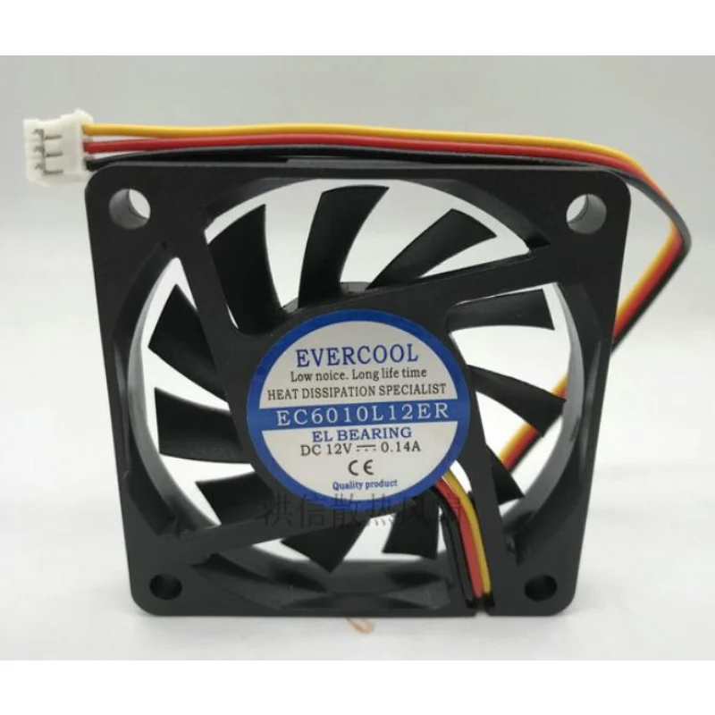 Original New CPU Fan for EVERCOOL EC6010L12ER DC 12V 0.14A 3-wire Silent Cooling Fan