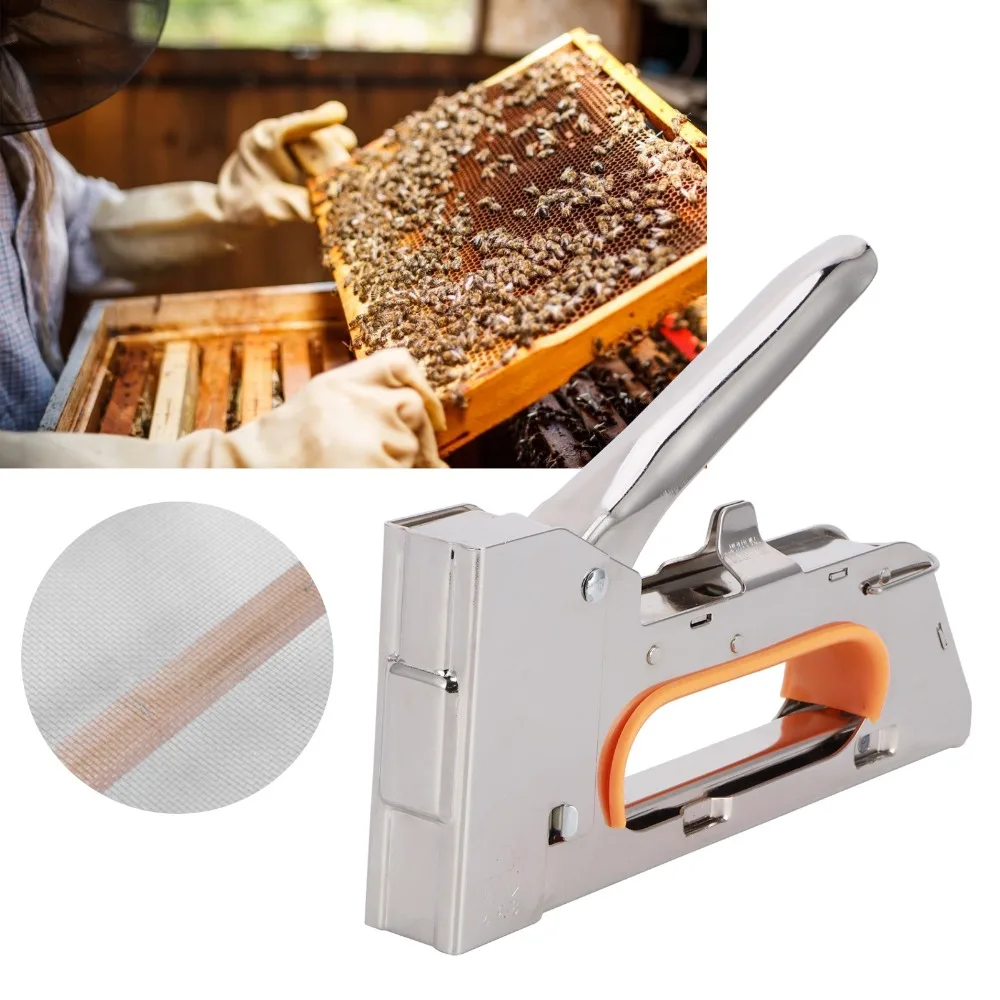 2pcs 1008F Hand Nail Guns Safety Handle Lock Space Saving Design Nail Stapler Stainless Steel Woodworking Tools Beekeeping
