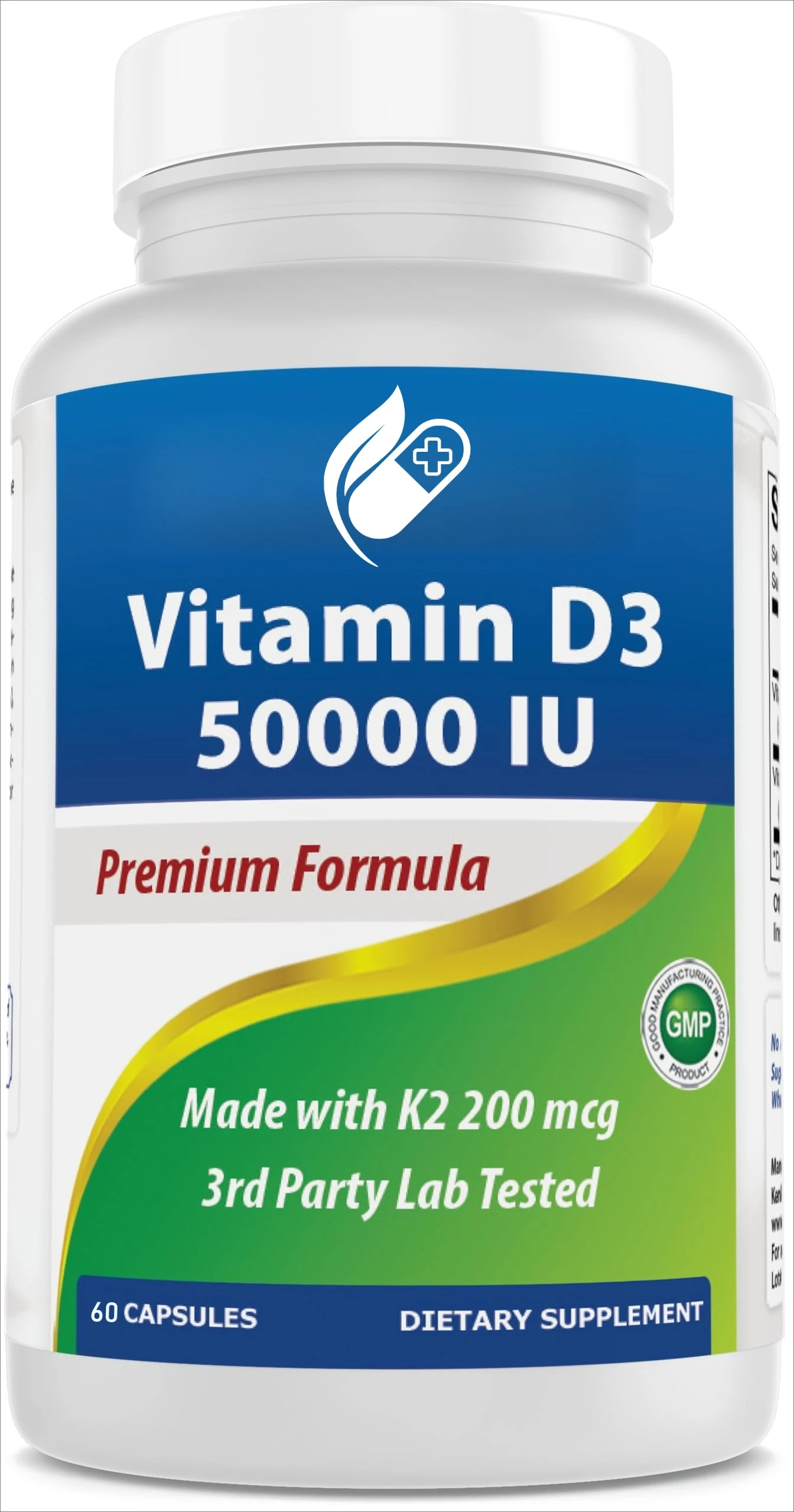 

High Potency Vitamin D3 50000 IU - Helps Muscle Nerve Health Support Bone Density Teeth and Skin Heart Health, Support Immune