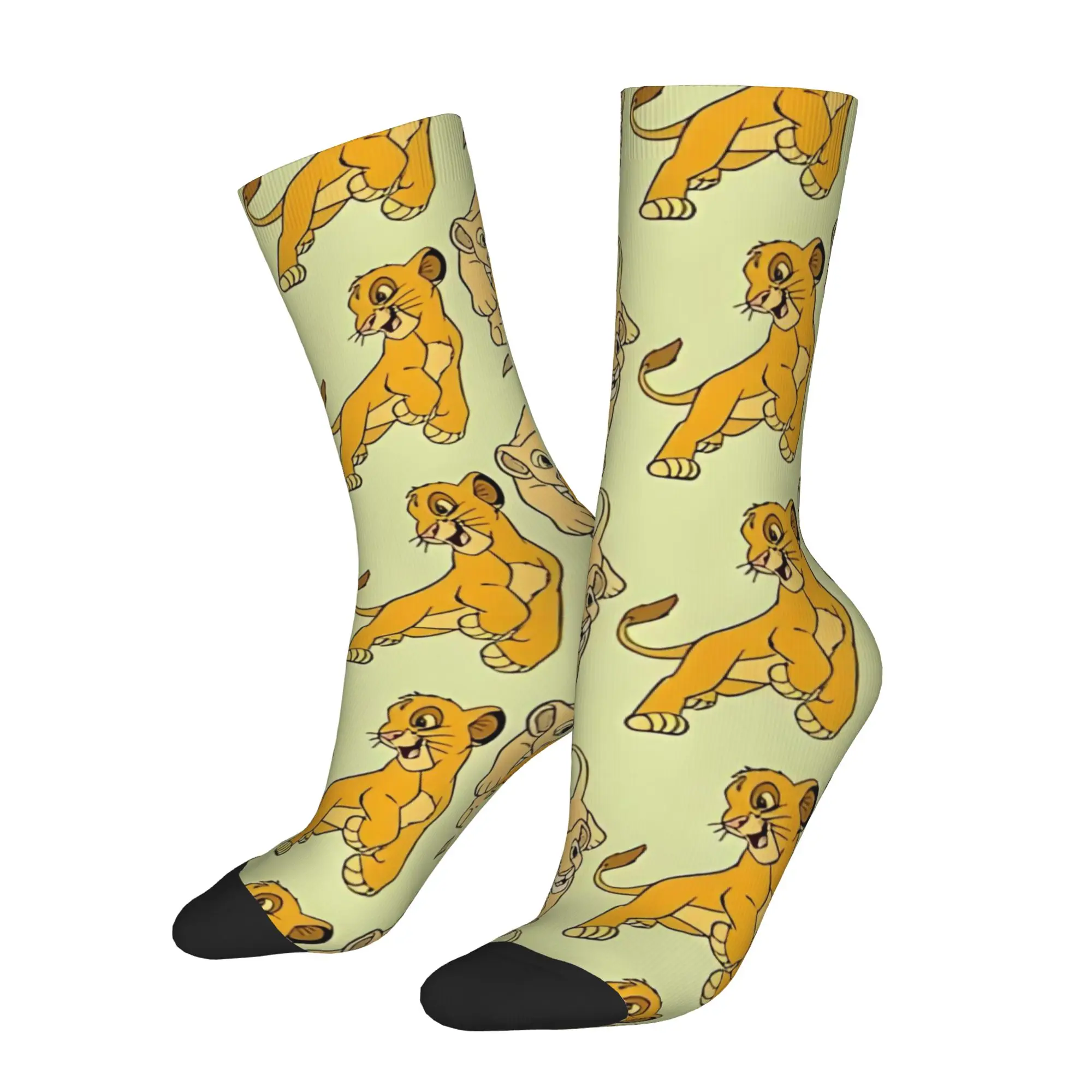 

Funny Sock The Lion King Simba And Nala Cartoon Animals Rock Seamless Pattern Printed Men Crew Socks Novelty Men's Socks