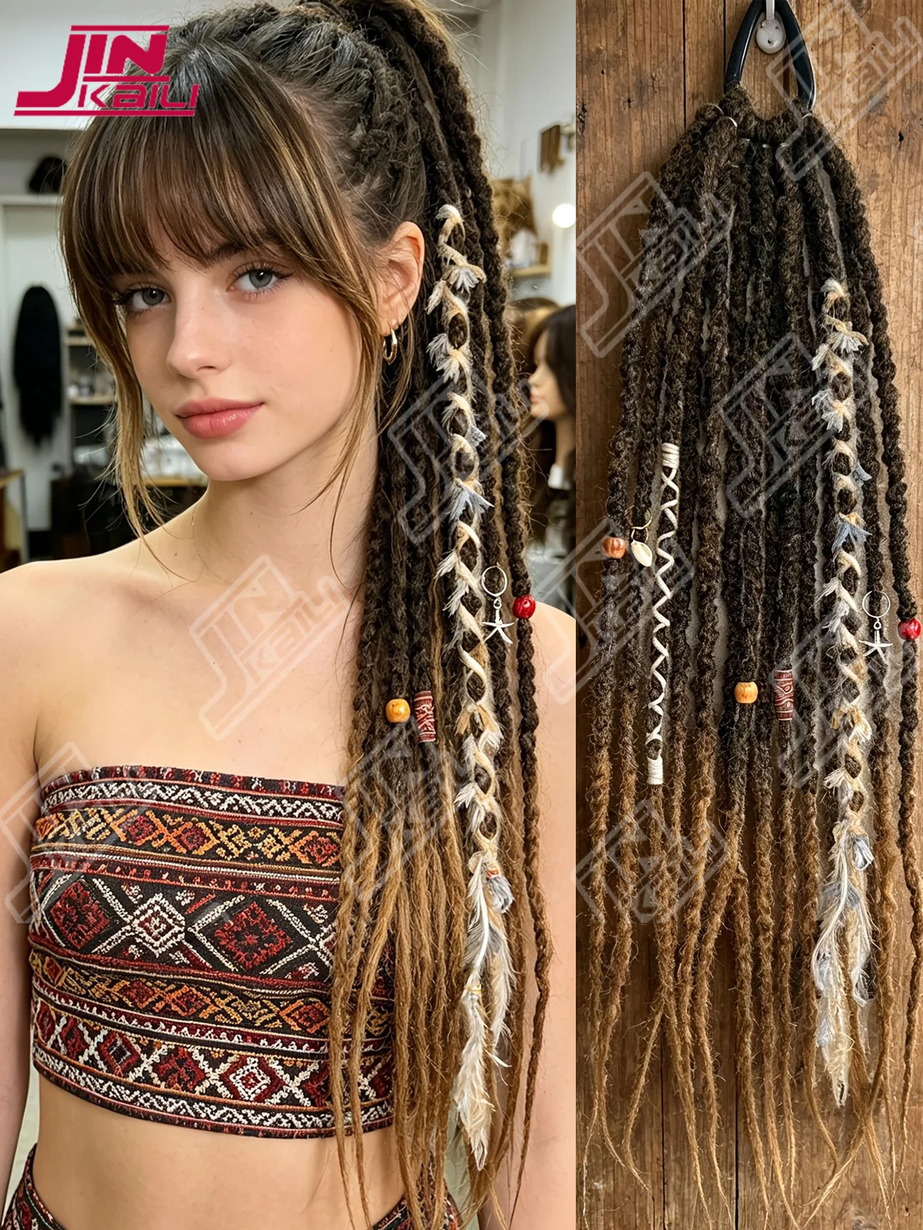JKL Synthetic Dreads Fiber Cool Girl Dreadlock Hair Extensions, High Elastic Tie, Perfect for Daily & Party Styles