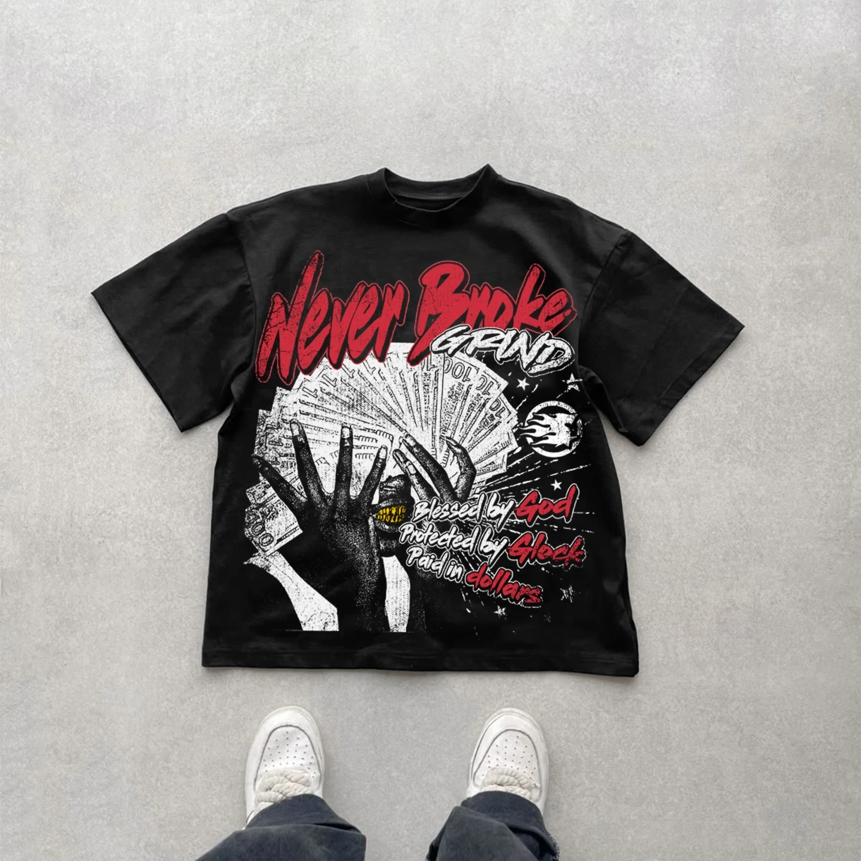 احصل على ريتش بوي جرافيتي جرافيك القطن تي شيرت مطبوع الرجال الصيف قصيرة الأكمام المعتاد تي شيرت المرأة عادية الشارع الشهير المحملة القمم