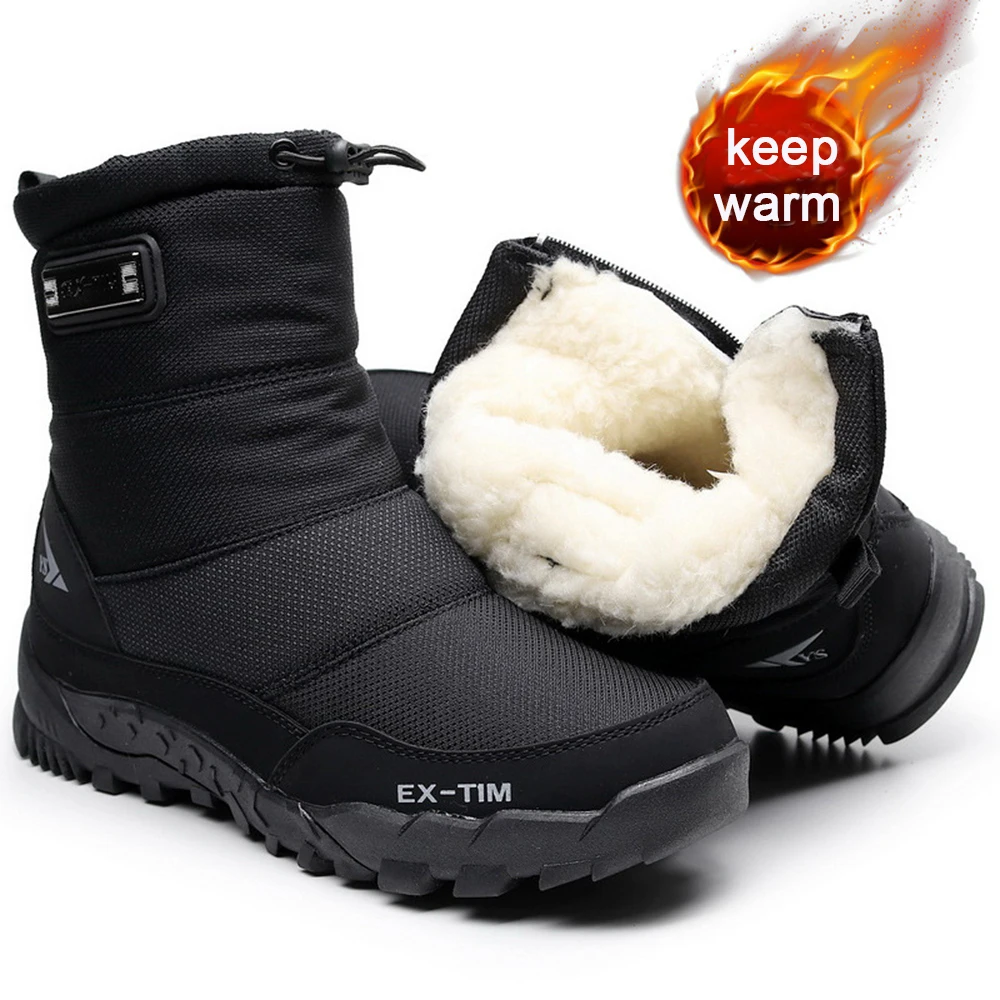 Snow Boots Winter Hiking Boots For Men Thickened Warm Plush Boots High Top Ankle Shoes Waterproof Outdoor SKiing Motorcycle