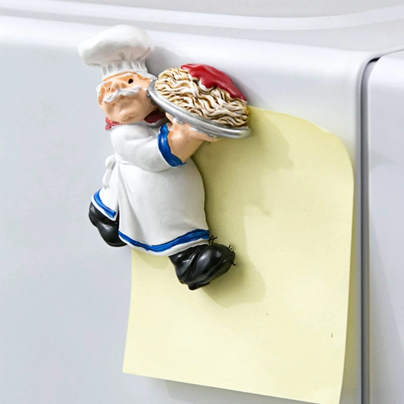 3D Resin Chef Fridge Magnet Italian French Chef Figurine Statue Refrigerator Magnets Home Kitchen Restaurant Decor