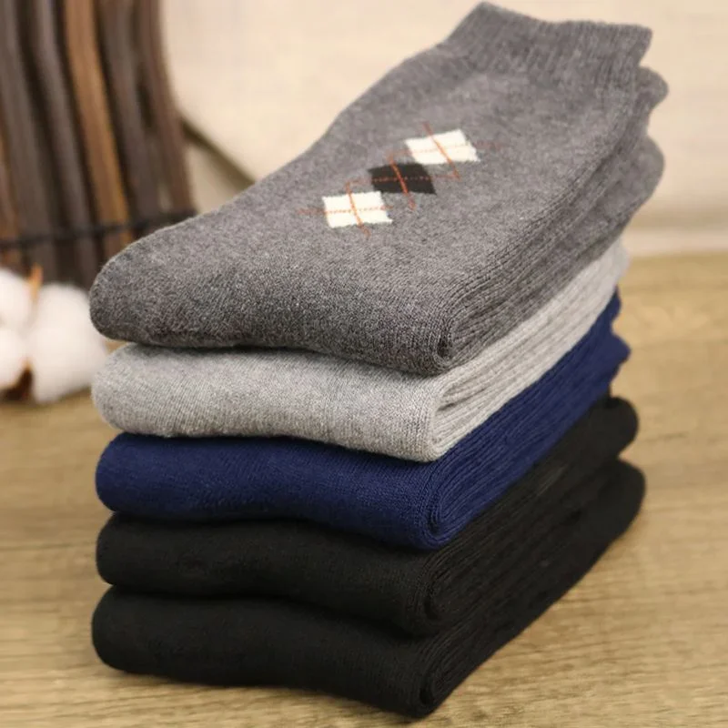 5Pairs Men's Socks Winter Sock Thickened Fleece Terry Casual Comfortable Calcetines Keep Warm Long Socks For Male High Quality