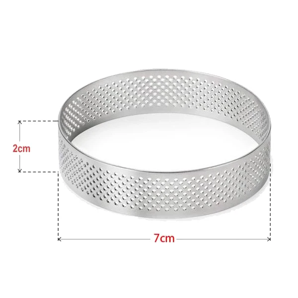 5Pcs Circular Tart Ring Dessert Stainless Steel Perforation Fruit Pie Quiche Cake Mousse Mold Kitchen Baking Mould