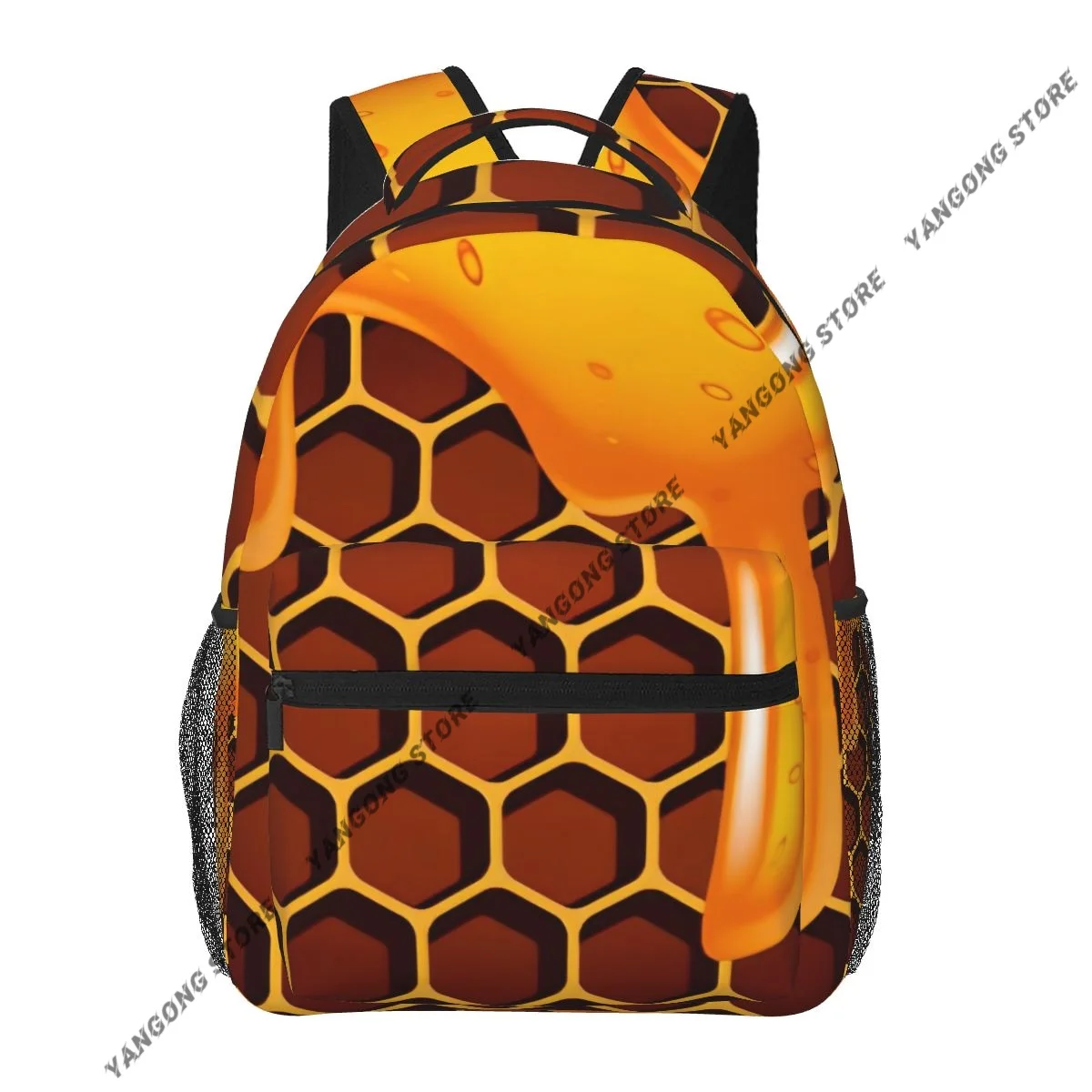

Fashion Backpack Women Men Unisex Students Backpacks Honey Flowing On Honeycomb Art Travel bag Bookbag