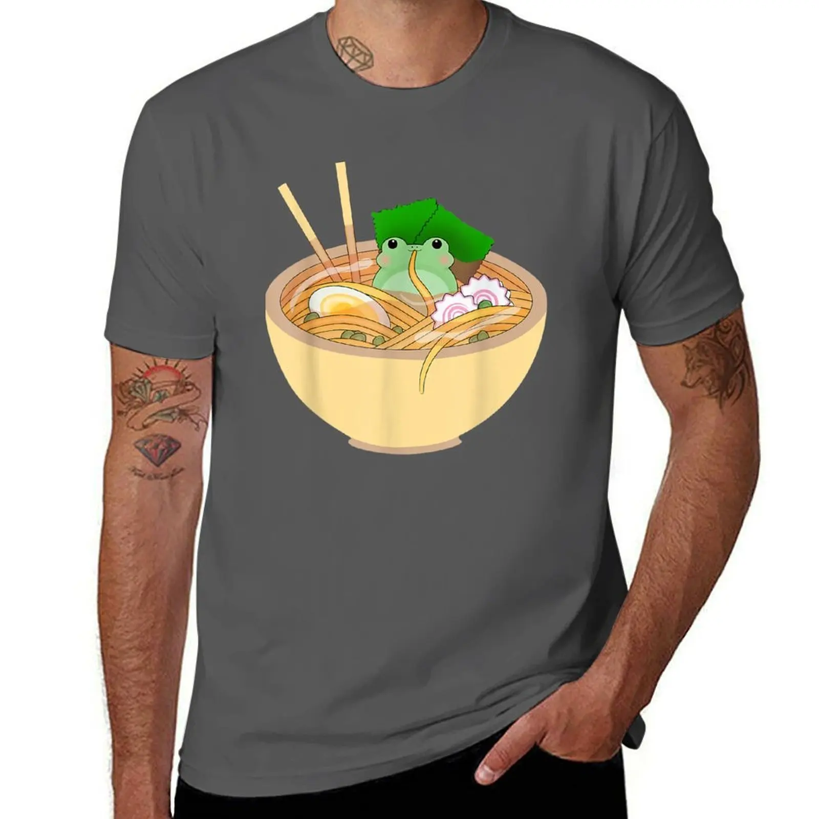 

Cute Kawaii Frog Eating In Ramen Bowl T-Shirt Soft Lightweight Cotton T-Shirt