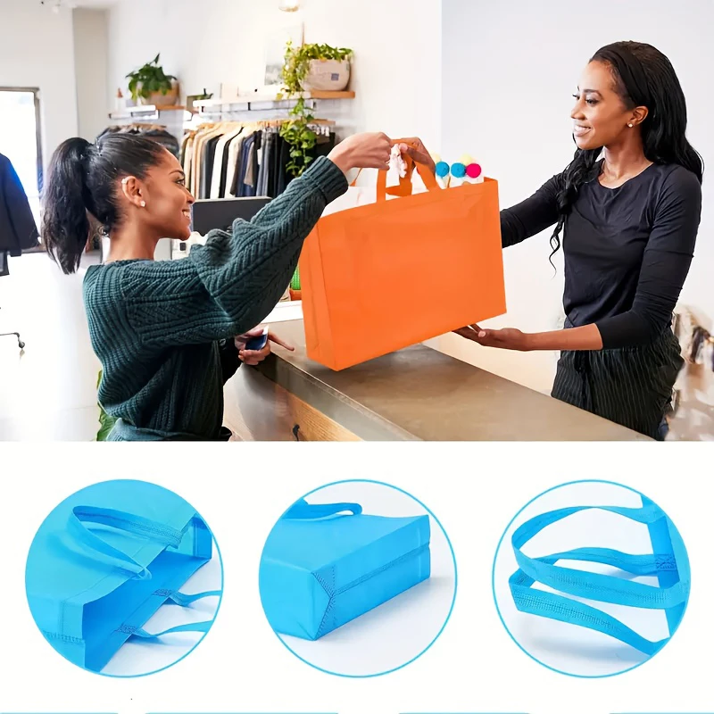 5 Vlies-Einkaufstaschen, wiederverwendbare Geschenkverpackungstaschen mit großem Fassungsvermögen, tragbare, faltbare Reise-Aufbewahrungstaschen, Aufbewahrungstaschen, geeignet für DIY-Transferdruck, Stickerei, Geburts – Detail 4