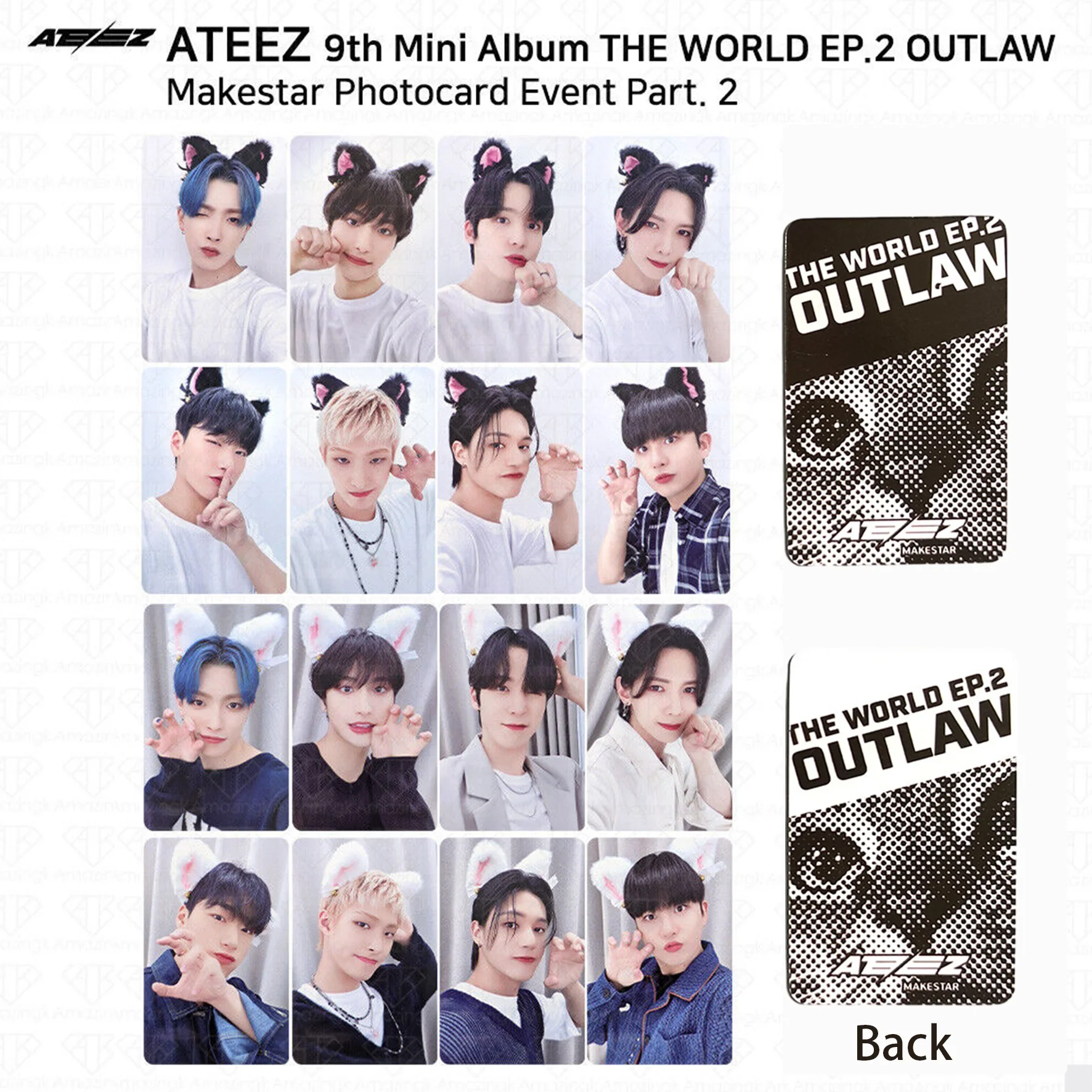 

KPOP ATEEZ Makestar 2.0 Event Photocard THE WORLD EP.2 : OUTLAW Album LOMO Cards HongJoong SeongHwa Lucky Draw Card Fans Gifts