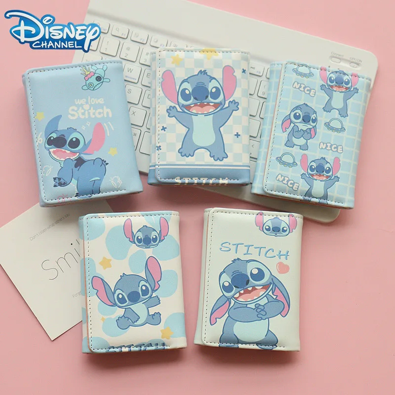 Disney Stitch 3 Fold Wallet Cartoon Cute Lilo & Stitch Short Wallet ID Card Bank Card Holder Children\'s Coin Purse Birthday Gift