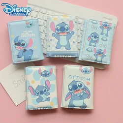 Disney Stitch 3 Fold Wallet Cartoon Cute Lilo & Stitch Short Wallet ID Card Bank Card Holder Children's Coin Purse Birthday Gift