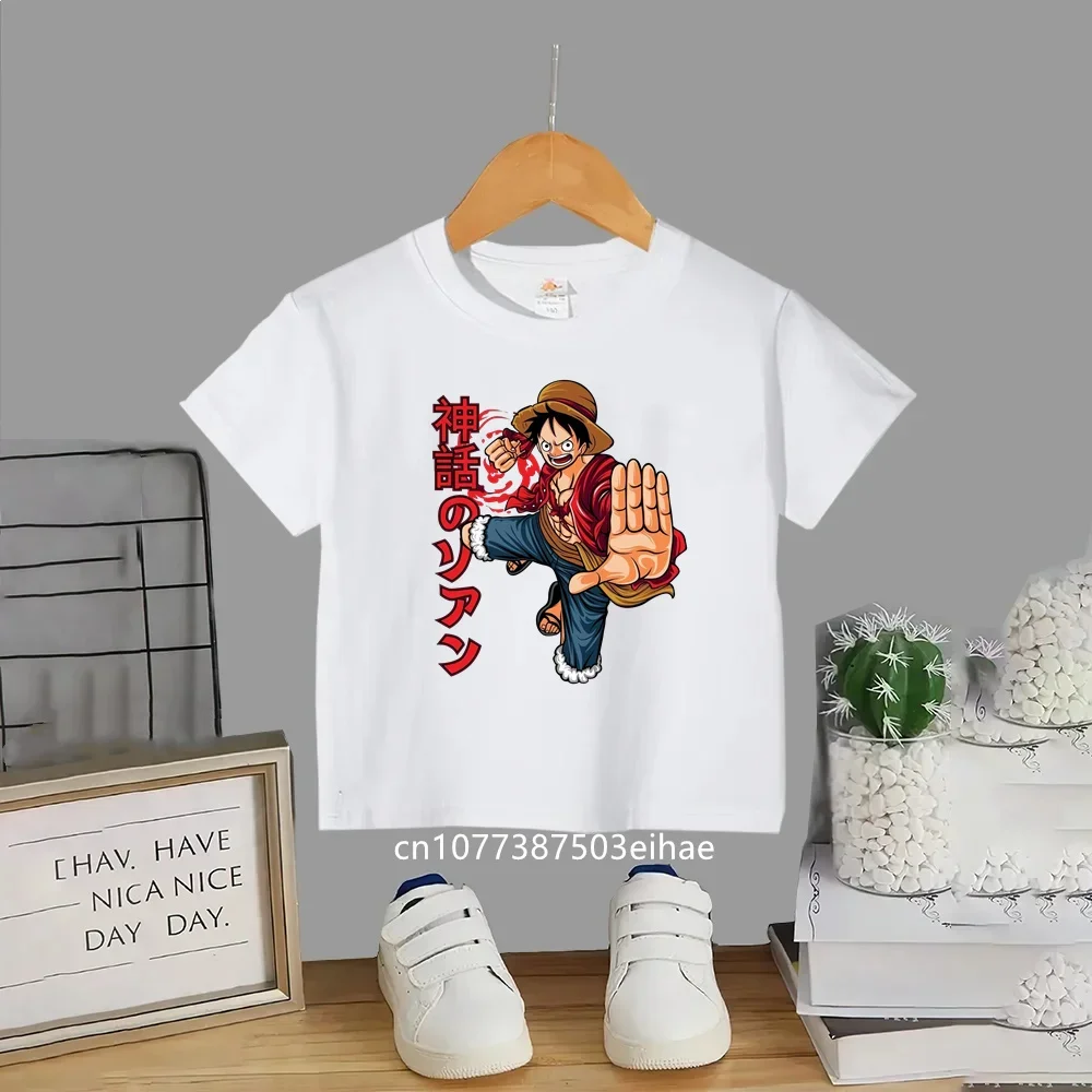 

Футболка с принтом легендарного пирата One Piece для мальчиков и девочек, легкая повседневная футболка с короткими рукавами в стиле ретро, ​​ностальгическая уличная модная футболка