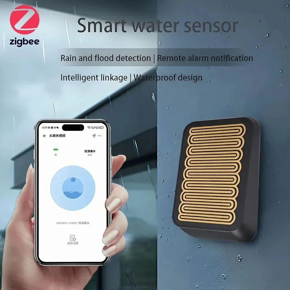 eWelink and Tuya Zigbee Rain Sensor Wireless Outdoor Rain Detection IP66 Water Leak Sensor Linkage Control APP Supported