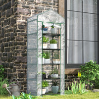 Clear 69x49x193 cm Outsunny small greenhouse with 5 level shelves