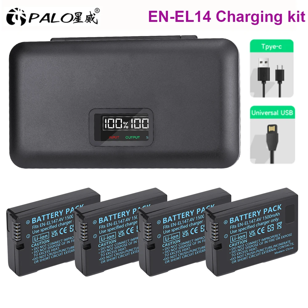 EN-EL14 PALO EN-EL14a ENEL14 EN EL14 EL14a + ładowarka futerał do przechowywania Nikon D3100 D3200 D3300 D5100 D5200 D5300 P700