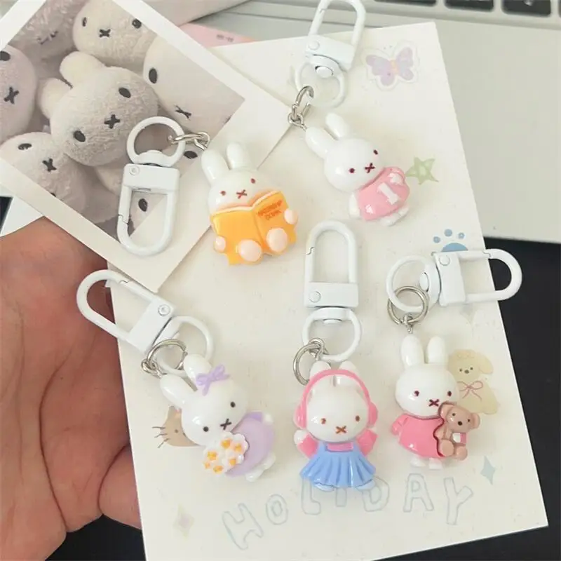 

5 шт., хит продаж, милый брелок для ключей с героями мультфильмов Miffy, изысканный креативный рюкзак, брелок, кулон, подарки другу