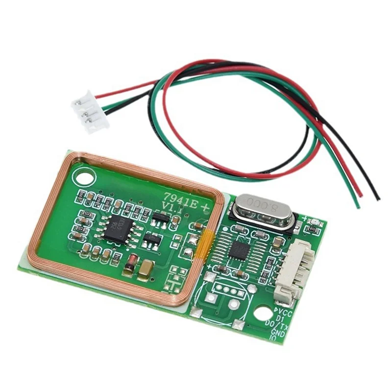 FFYY-Módulo inalámbrico lector RFID UART de 3 pines 125Khz EM4100 8CM DC 5V para lectura de tarjetas IC para Kit de Sensor Attena PCB