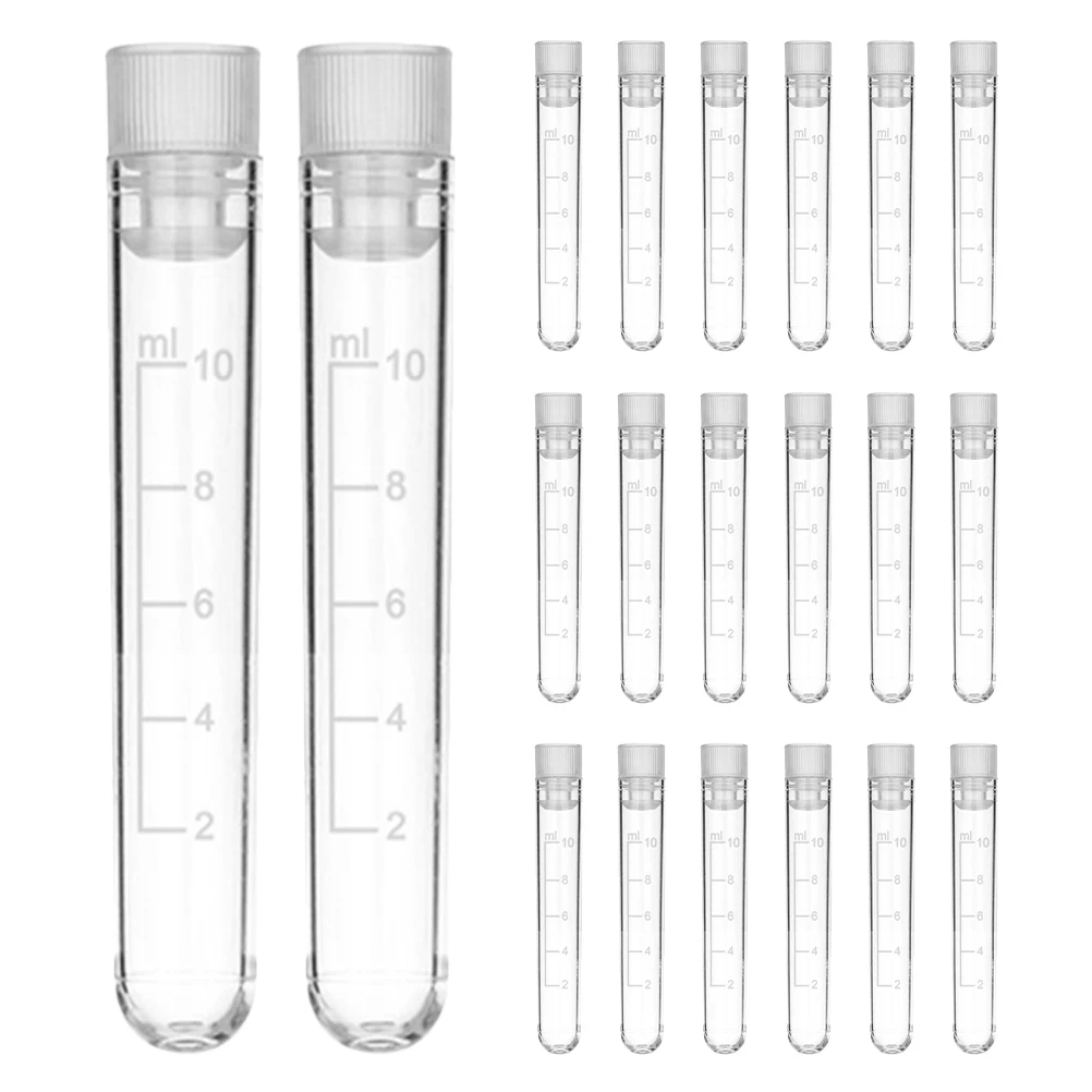 

20pcs Freezer Test Tube 10Ml Plastic Vial With Cap Sampling Storage Container Clear Small Bottles Leakproof Screw Cap Versatile