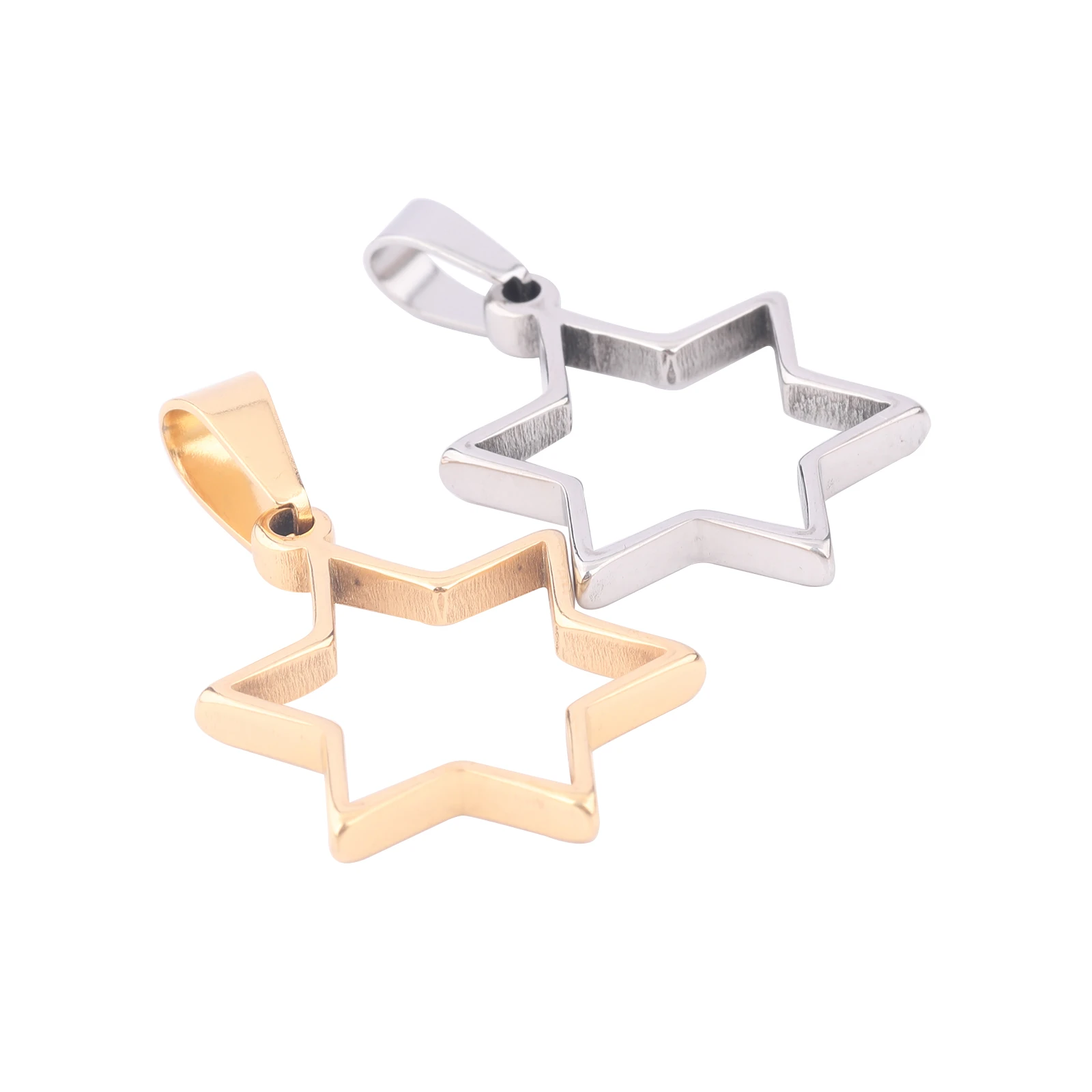 10pcs Stainless Steel Gold Plated 20mm Star Snowflake Open Bezel pendant frame blanks for resin jewelry making